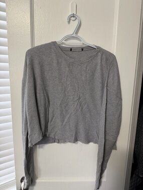 Brandy Melville Gray Long Sleeve Thermal Crop Tee
